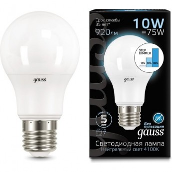 Лампа GAUSS BLACK LED A60 10W E27 4100K STEP DIMMABLE Лампа GAUSS BLACK LED A60 10W E27 4100K STEP DIMMABLE