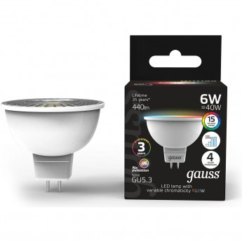 Лампа GAUSS MR16 6W GU5.3 RGBW+димирование LED Лампа GAUSS MR16 6W GU5.3 RGBW+димирование LED